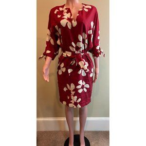 Carolina Herrera Red and Cream Floral Midi Dress